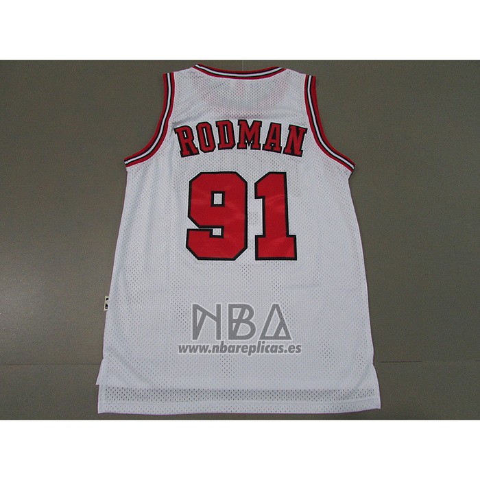 Camiseta Chicago Bulls Dennis Rodman NO 91 Mitchell & Ness 1997-98 Blanco